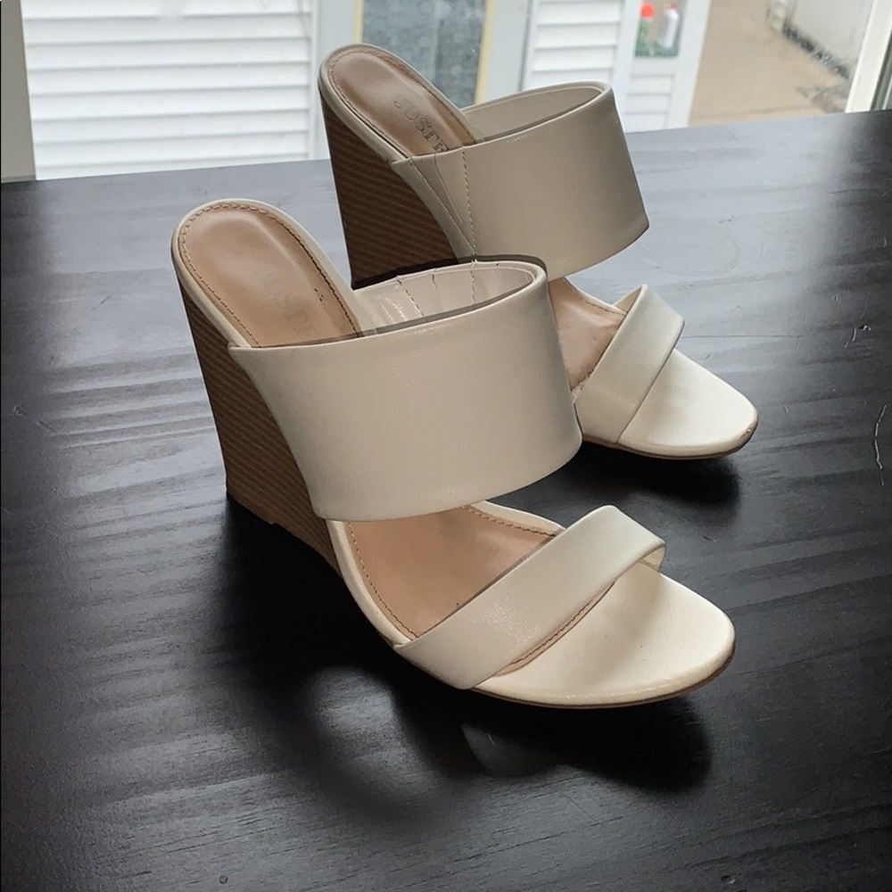 Justfab white wedge heels. Only worn once